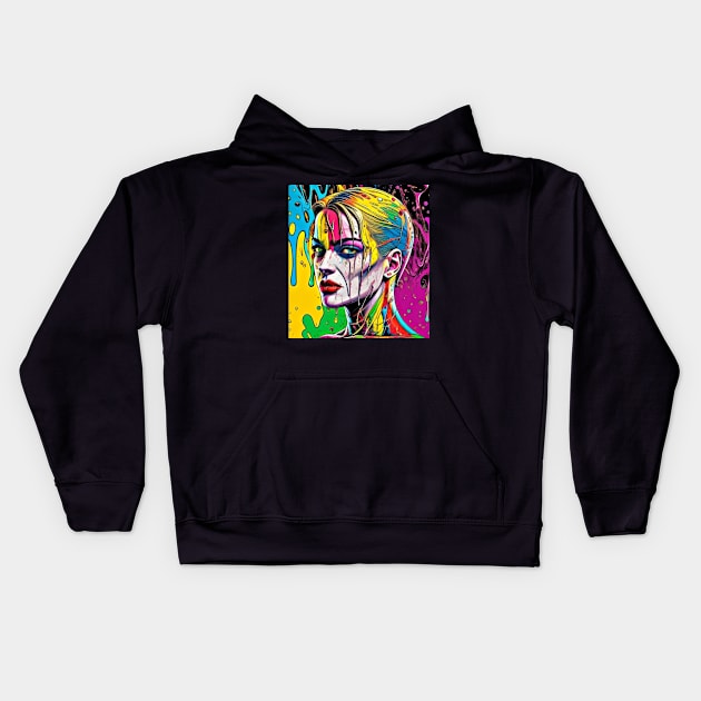beauty women with colorfull painting Kids Hoodie by puyer77arts